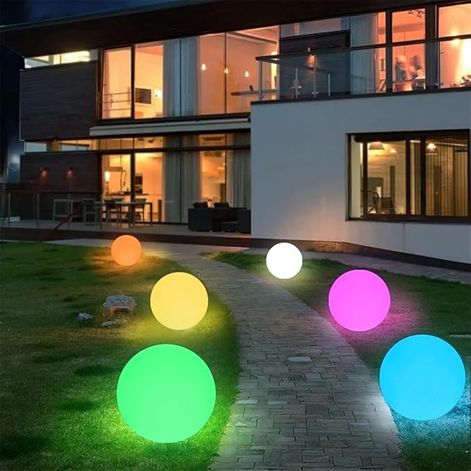 12-inch LED Glowing Ball Light w/Remote, LED Globe Orb Night Light Mood Lamp for Kid Adult, Rechargeable Dimmable RGB Color Changing Glowing Orb, Waterproof Light Up Ball for Garden Patio Party Decor
