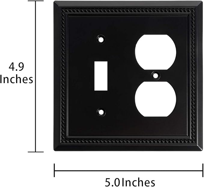 Henne Bery Sunken Pearls Heavy Duty Decorative Wall Plate Switch Plate Outlet Cover (Toggle/Duplex, Matte Black)