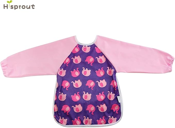 Infant Toddler Baby Waterproof Sleeved Bib, Bib with Sleeves&Pocket, 6-24 Months