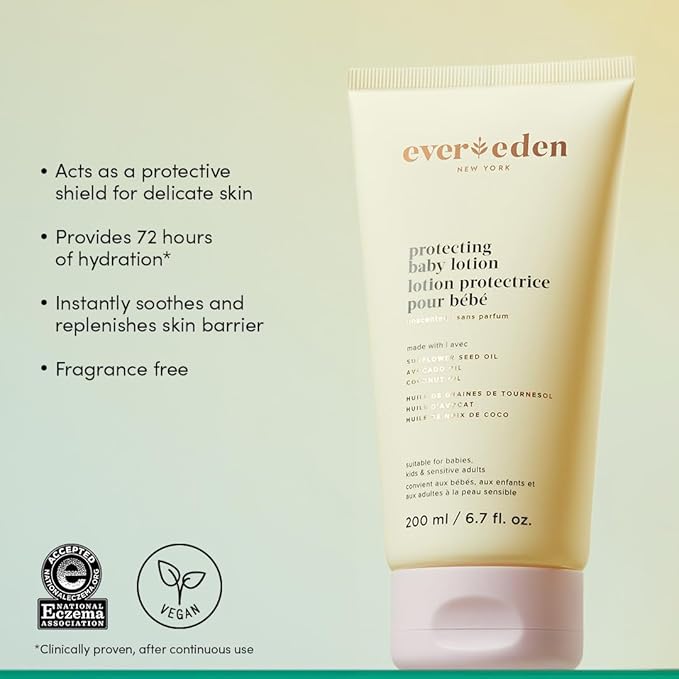 Evereden Protecting Baby Lotion for Newborn 6.7 oz. | Lightweight & Non-Greasy Toddler Lotion | Clean & Gentle Baby Care | Non-toxic & Fragrance Free | Made with clean ingredients