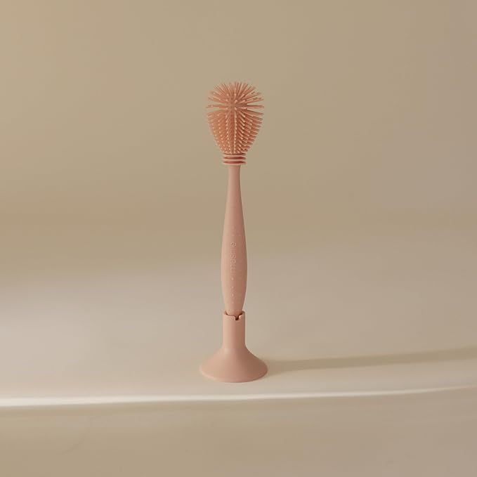 mushie Baby Bottle Brush | Soft Silicone with Suction Base (Blush)