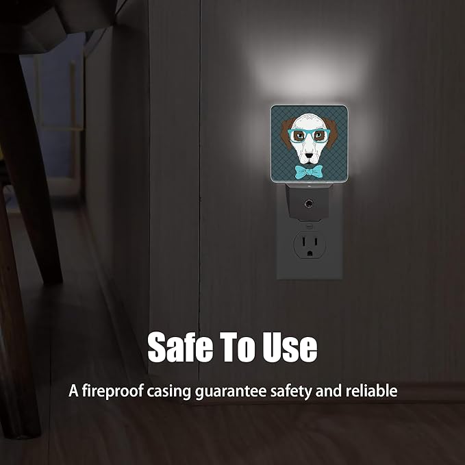 Dog,Hipster Portrait Dog Night Light, Dusk to Dawn Smart Sensor Nightlight for Bedroom Bathroom Kitchen Hallway Stairs Hallway, Plug-in, Energy Efficient Decor Desk Lamp Gifts