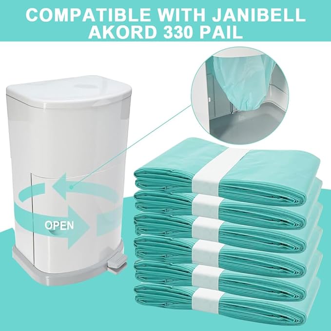 Diaper Disposal Liner Refills Compatible with Janibell Akord 330 Series Adult Diaper System, Lightly Scented,Pack of 4