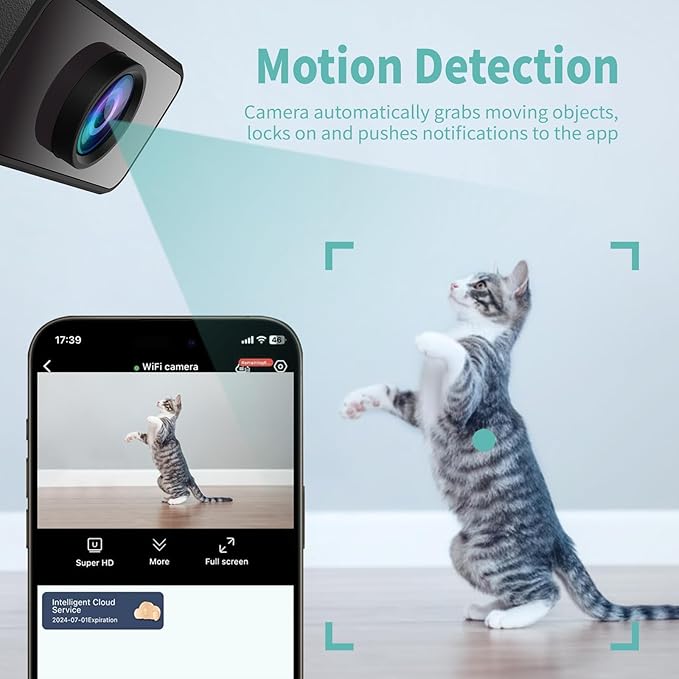 Security Camera, Nanny Cam Hidden Camera for Home | Smart Indoor Security Camera with Free Cloud & SD Storage, WiFi or No WiFi Cam for Baby/Pet/Nanny Monitoring, Portable Design