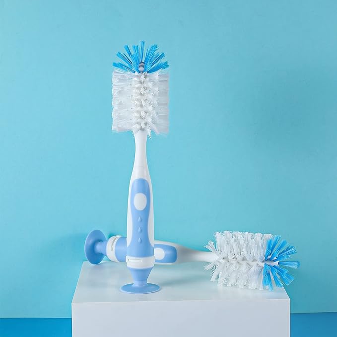 Chemimoso Multifunctional Cleaning Brush, Baby Bottle Brush, Bottle Brush Cleaner, Rotate The Suction Cup to Obtain The Small Bristle Brushes, Set X, Blue, Nylon and Nylon Brush