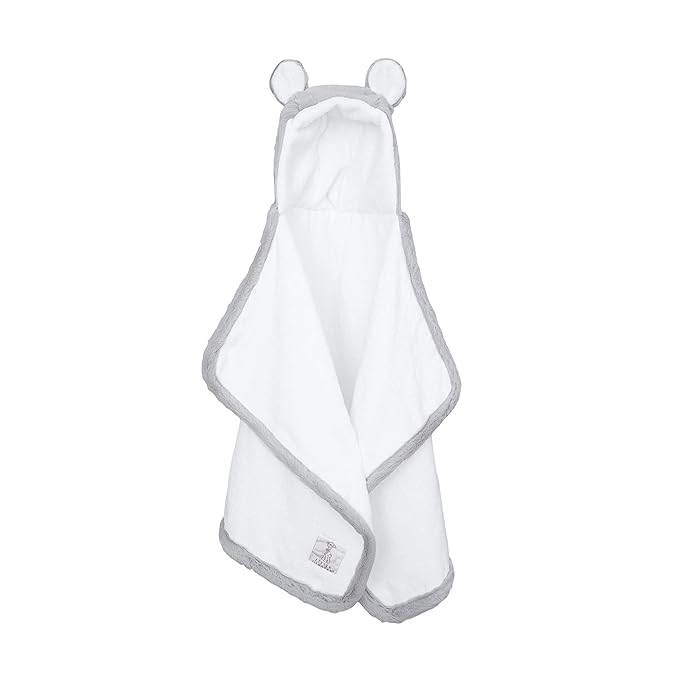 Little Giraffe Luxe Baby Towel with Ears, 24" x 41", Silver