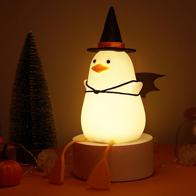 Attivolife Duck Night Light for Kids, LED Bedside Table Silicone Lamp, Timer Dimmable Animal Magician Touch Control Nursery Portable, Halloween Birthday Gift for Boy Girl (Bat Wing)