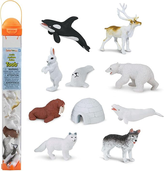 Safari Ltd Arctic TOOB With 10 Fun Figurines, Including A Harp Seal, Husky, Caribou, Arctic Rabbit, Killer Whale, Walrus, Arctic Fox, Beluga Whale, Igloo, And Polar Bear – For Ages 3 and Up