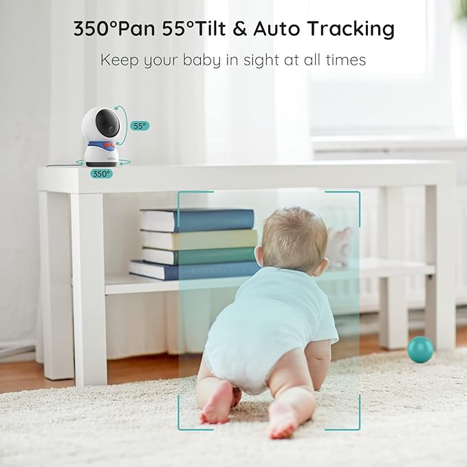 BOIFUN 5" Baby Monitor, 1080P WiFi Baby Camera Via App and Screen Control, Night Vision, 2-Way Talk, Cry& Motion Detection, Record & Playback, Lullabies, Phone App, Works with iOS, Android