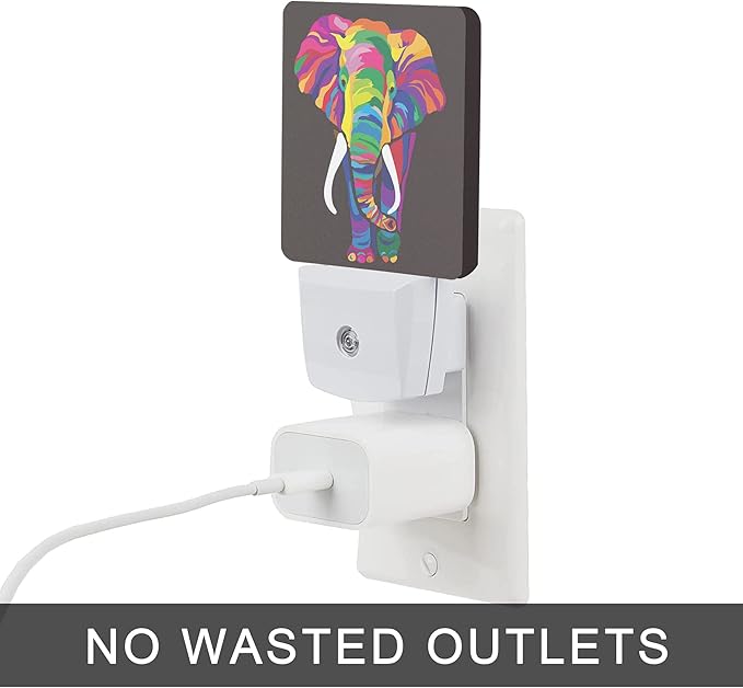 Elephant Night Light,Colorful Elephant Plug-in Night Lights with Dusk-to-Dawn Sensor for Stairway/Hallway/Kitchen Sleep Friendly lamp for Women/Girls/Boys Gift,0.5W