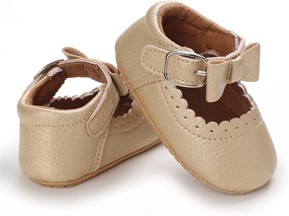 COSANKIM Baby Girls Mary Jane Flats Shoes Anti-Slip Rubber Sole Infant Toddler Princess Wedding Dress Shoes