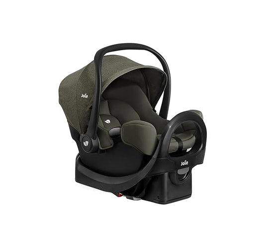 Joie Rue Lightweight Infant Car Seat & Anti-Rebound Base –Side-Impact Protection, 5-Point Harness, and UPF 50+ Canopy for Newborns and Infants (Evergreen)