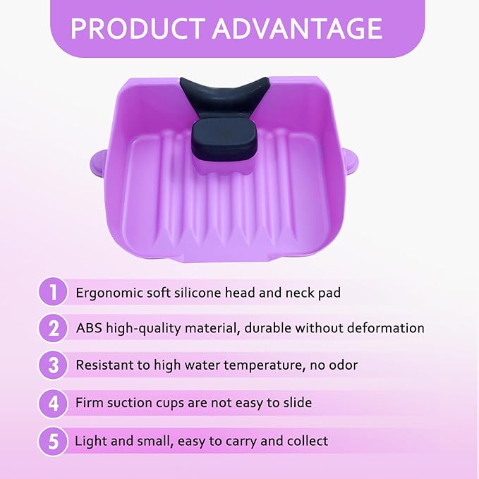 Portable Shampoo Basin for Kids, Baby, Children,Tear Free Hair Washing Basin Tray at Home (Purple)