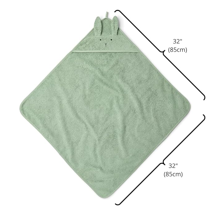 Baby Hooded Towel – Organic Cotton Baby Bath Towels – Baby Towels, Baby Bath Towels for Baby Boy, Baby Girl, 32" x 32" Super-Soft and Absorbent Baby Towels for Newborn (Rabbit Roman Green)
