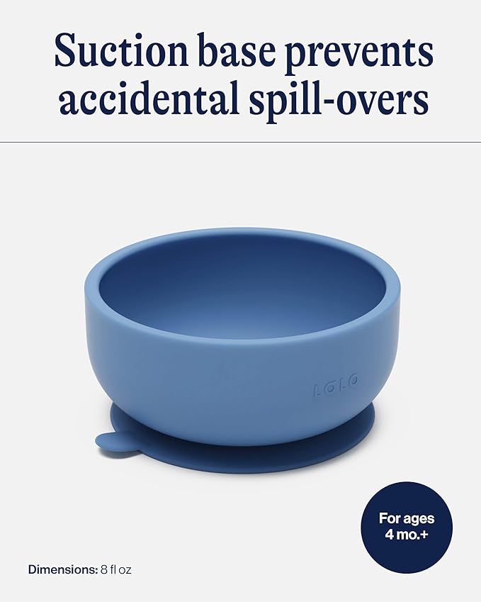 Lalo Suction Bowls - 2 Pack, 100% Silicone Non-Toxic BPA-Free Baby Bowls with Suction Base To Prevent Accidental Tip-Overs - Silicone Bowls For Babies And Toddlers - Blueberry