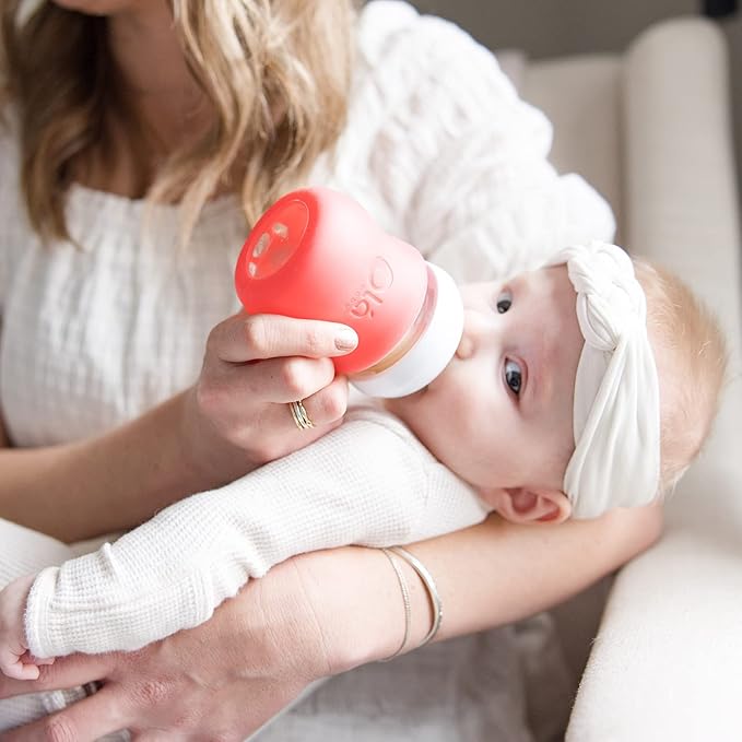 Olababy Silicone Sleeve for Avent Natural Glass Baby Bottles (8 oz, Translucent)