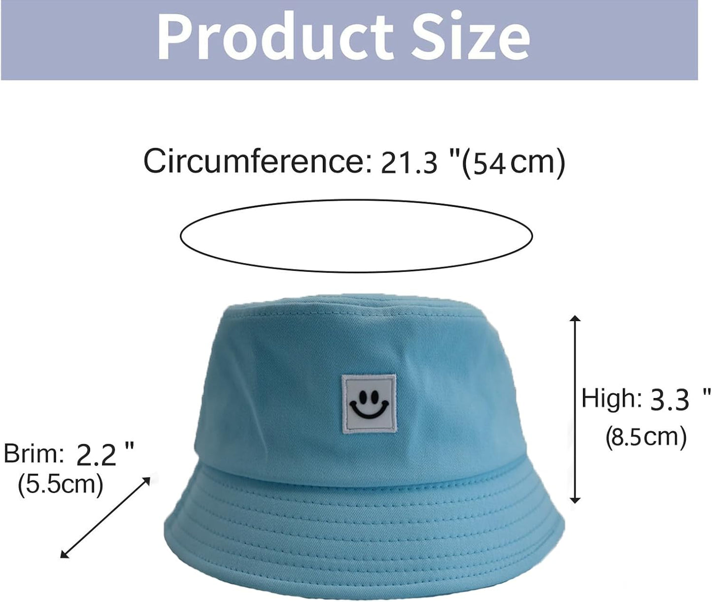 Kids Sun Hat Smile Face Bucket Hat for Girls Boys Summer Sun Protection Cotton Unisex Beach Cap