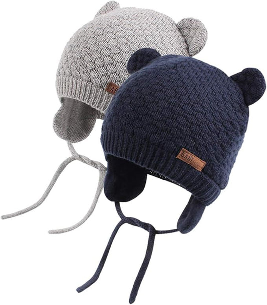 XIAOHAWANG Baby Hat Cute Bear Toddler Earflap Beanie Warm for Fall Winter