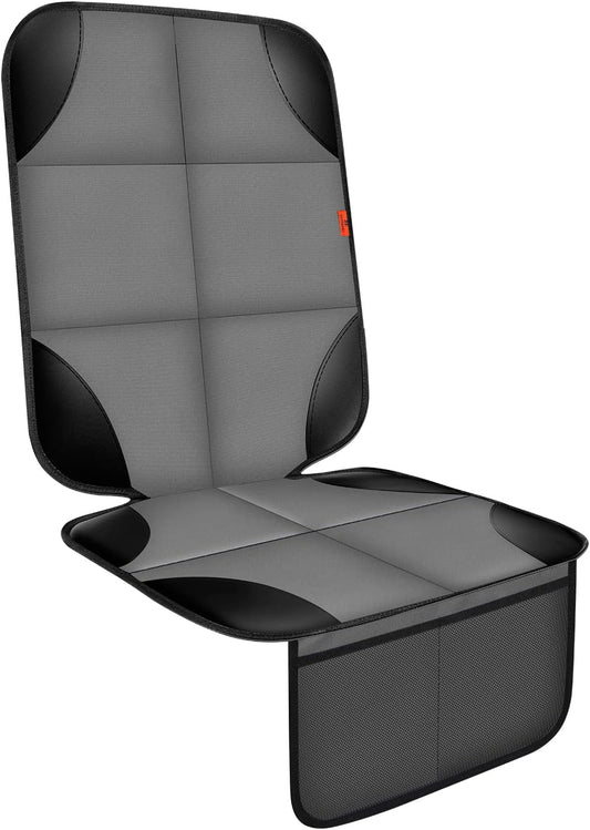 Car Seat Protector 1 Pack Car Seat Cushion Mat Thickest Padding,Waterproof 600D Fabric Car Seat Covers for Non-Slip Backing Mesh Pockets for Baby and Pet (Gray, 1 Pack)