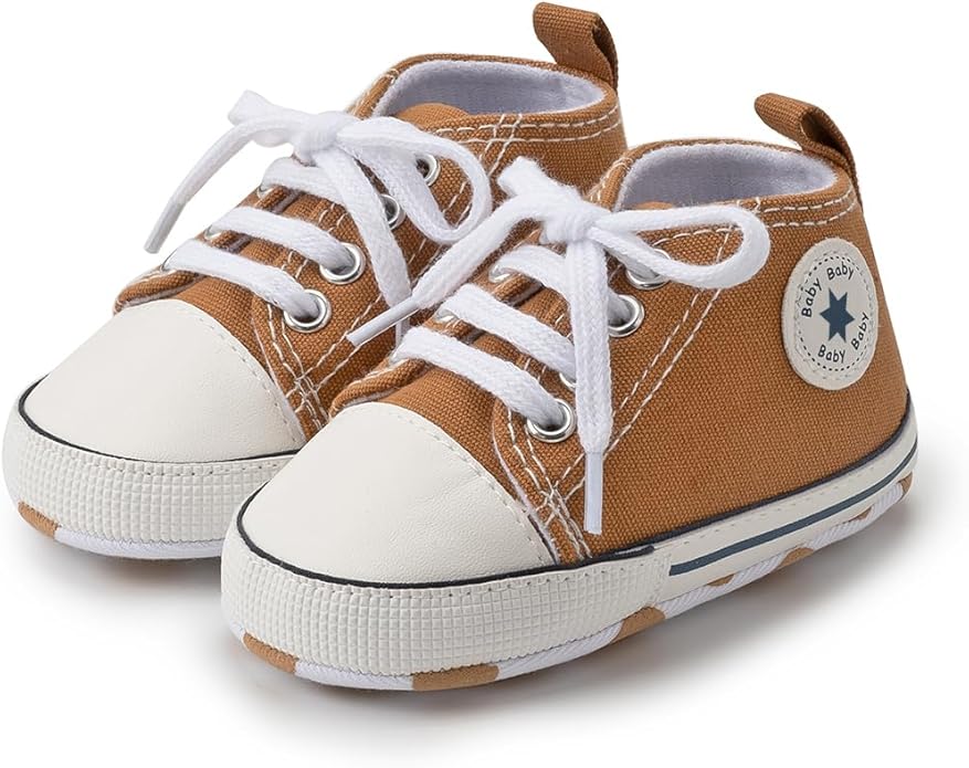 Meckior Baby Girls Boys Canvas Sneakers Soft Sole High-Top Ankle Infant First Walkers Crib Shoes