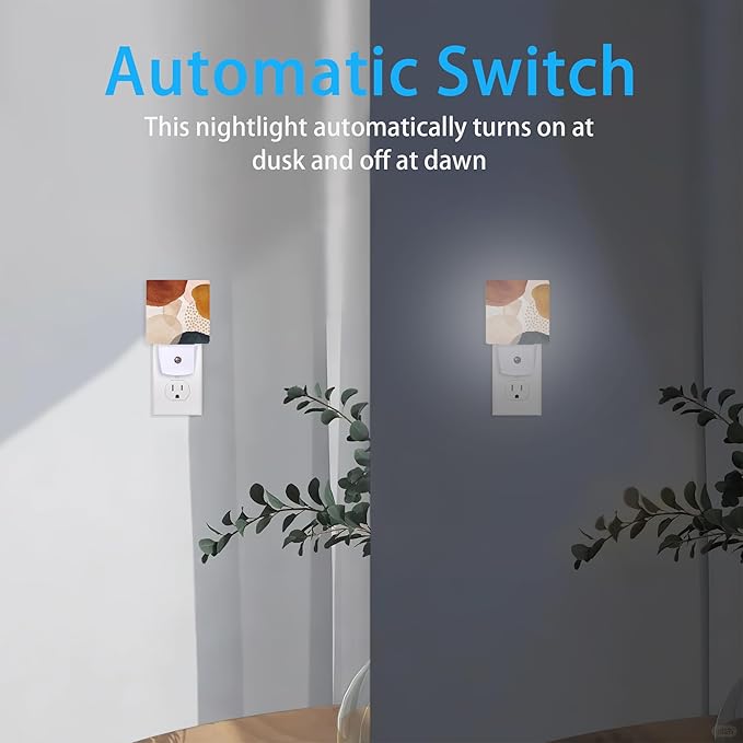 Boho Abstract Night Light,Geometric Modern Art Night Lights Plug into Wall for Boys Girls, Led Lamp for Stairway/Hallway/Bedroom 0.5W Nightlight Sleep Friendly