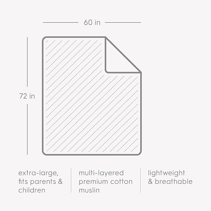 Little Unicorn Premium Quilted Throw | Super Soft, Multi-Layered Muslin XL Blanket| Great for Kids & Families (Pressed Petals)