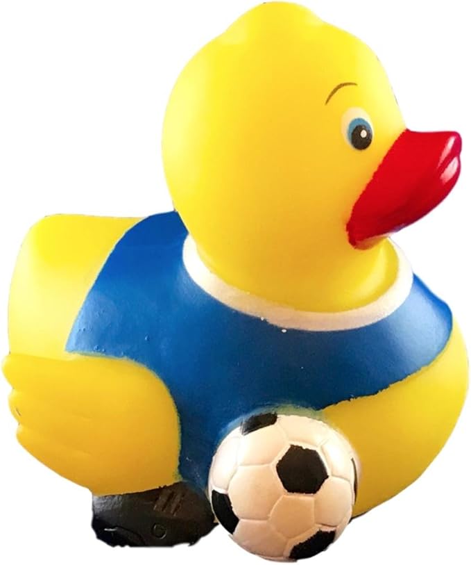 3" Soccer Rubber Duck [Sealed Hole, No Mildew] - Baby Safe Bathtub Bathing Toy