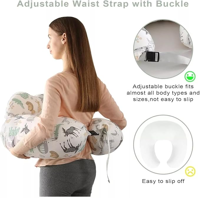 Nursing Pillow, Plus Size Breastfeeding Pillows for Enhanced Safety & Comfort for Mom & Baby, Removable Cotton Cover, Adjustable Waist Strap, Breastfeeding Essentials