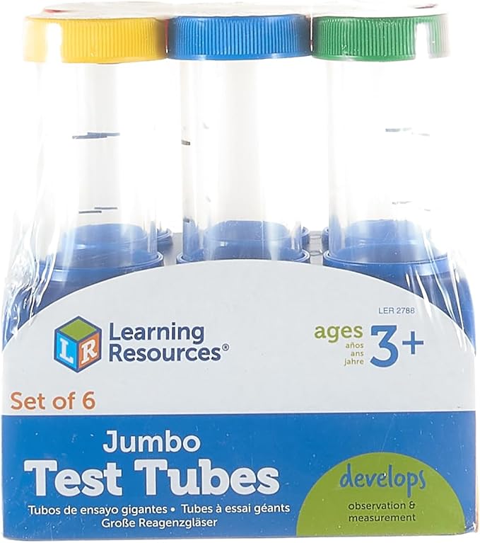 Learning Resources Primary Science Jumbo Test Tubes with Stand, Set of 6 Tubes, Ages 3+