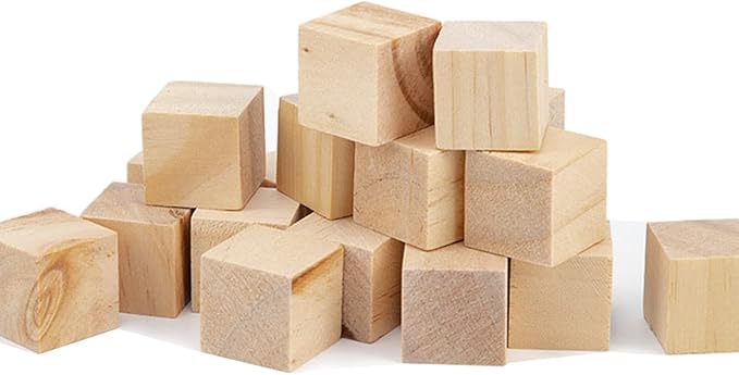 Wood Blocks for Crafts, Unfinished Wood Cubes, 3cm Natural Wooden Blocks, Pack of 30 Wood Square Blocks, Wooden Cubes for Arts and Crafts and DIY Projects