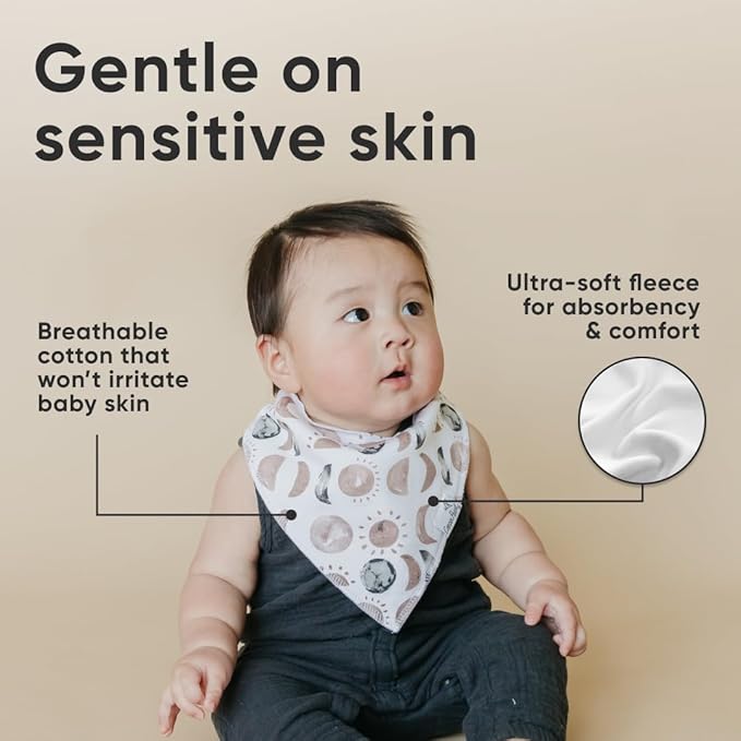 Copper Pearl 4 Pack Soft Cotton Baby Bibs for Drooling and Teething, Absorbent Drool Bibs for Baby Girl and Boy, Adjustable to Fit Newborns to Toddlers, Tons of Styles (Neil)