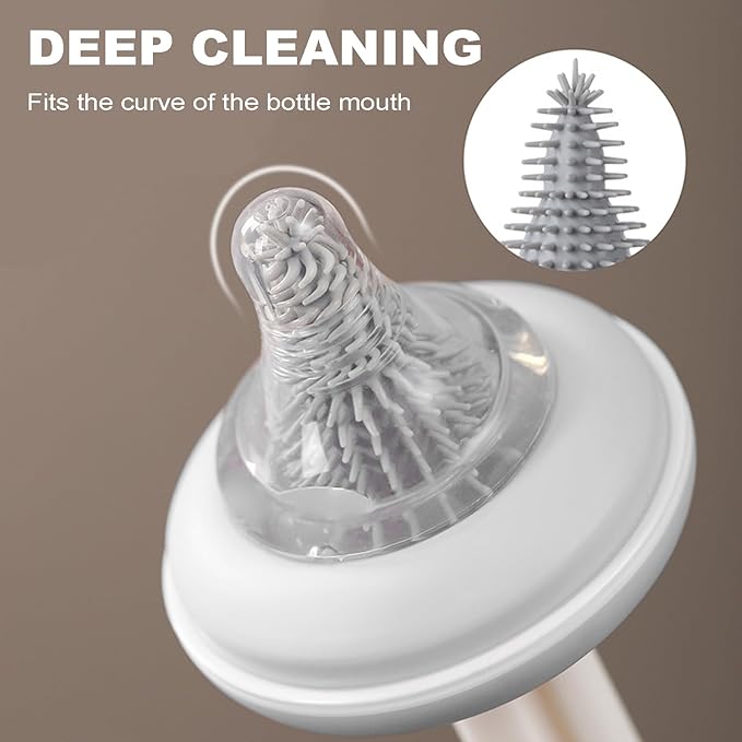 Bottle Brush Set Baby Bottle Cleaner Kit wtih Silicone Brush Nipples Brush Straw Brush Water Bottle Cleaning Tools for Breast Pumps Sippy Cup Glassware