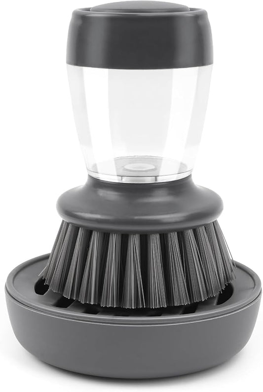 Palm Dish Brush with Soap Draining Tray Dispenser Kitchen Scrub Brush for Kitchen Dishes Pots Pans Sink Cleaning