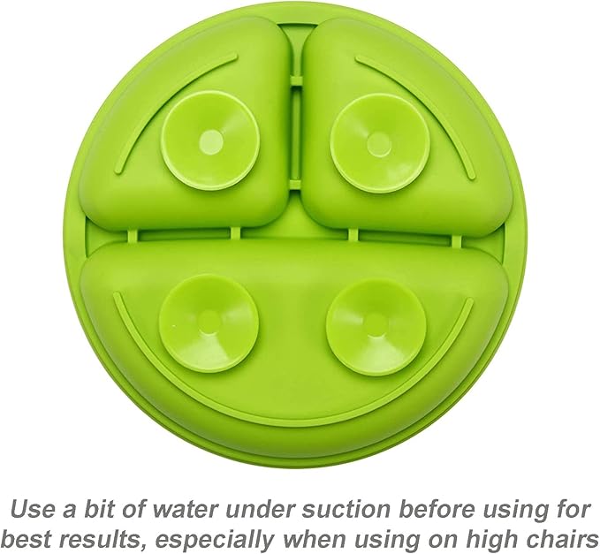 PandaEar Divided Unbreakable Silicone Baby and Toddler Plates - 3 Pack - Non-Slip - Dishwasher and Microwave Safe - Silicone (Blue Green Yellow)