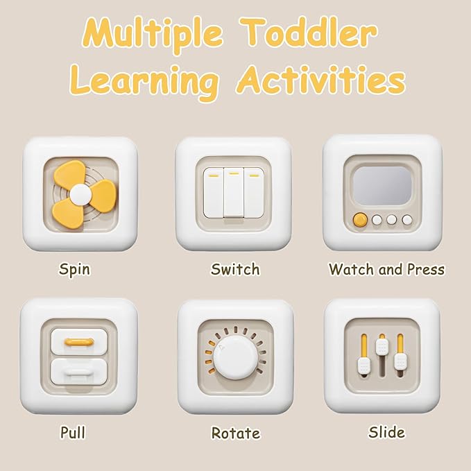 Busy Cube Toy for 1 Year Old Boy, Montessori Toys for 1+ Year Old, Travel Sensory Toys for Toddlers 1-3, Learning Fine Motor Skills| 1st Birthday Gifts Boy 9 12 Months Stocking Stuffers