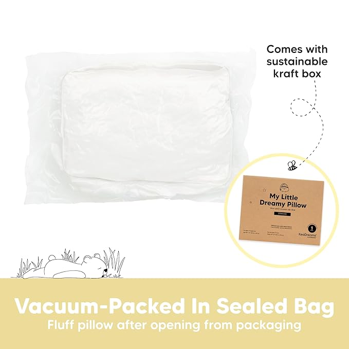 KeaBabies Toddler Pillow 13x18 - Soft Organic Cotton Kids Travel Bed Pillows for Sleeping, School, Nap, Machine Washable, Toddlers 2 to 5, Pillowcase Sold Separately (Soft White)