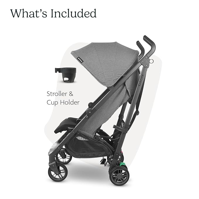 UPPAbaby G-Luxe Umbrella Stroller/Lightweight Design for Easy Travel/One-Step Fold + Recline/XL Basket + Canopy/Cup Holder Included/Greyson (Charcoal Mélange/Carbon Frame)