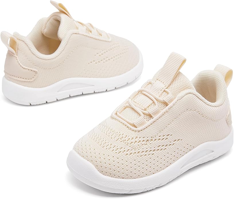 MORENDL Toddler Slip On Sneakers Baby Walking Shoes Non-Slip Breathable Unisex Pink Mesh Lace-Up Athletic Sneakers Infant Running Shoes