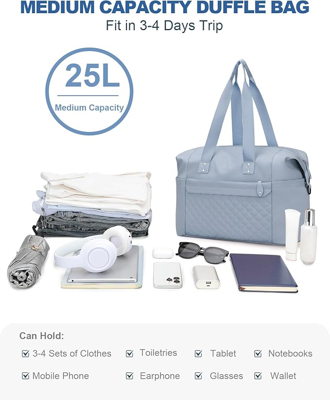 Travel Duffle Bag, Waterproof Weekender Overnight Hospital Bags for Women Men with Toiletry Bag Lightweight Carry on Personal Item Duffle Gym Bag for Travel, Airplanes, Sports