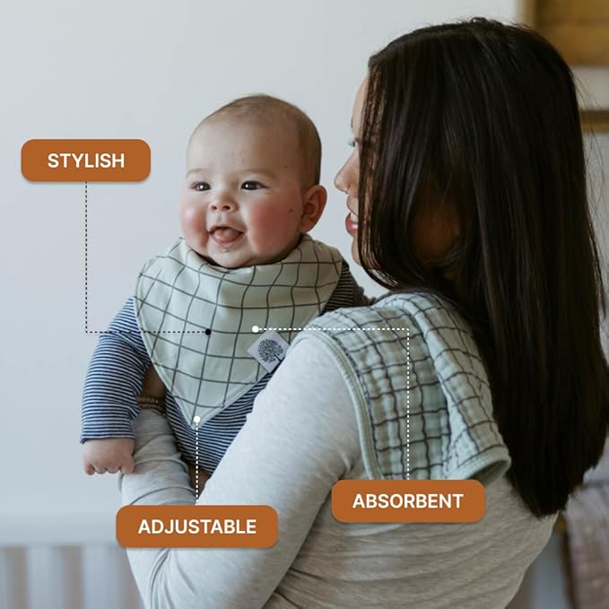 Parker Baby Bandana Drool Bibs 8 Pack Baby Bibs for Boys, Girls, Unisex - Soft & Stylish Teething Bibs for Babies