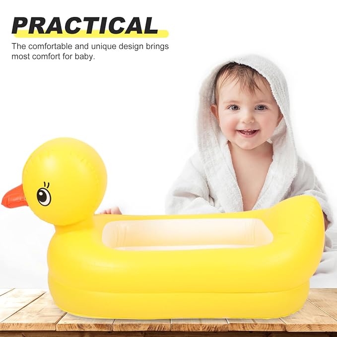 Sosoport Baby Inflatable Bathtub Animal Duck Portable Infant Toddler Bathing Tub Mini Air Swimming Pool Shower Basin for Kids Boys Girls