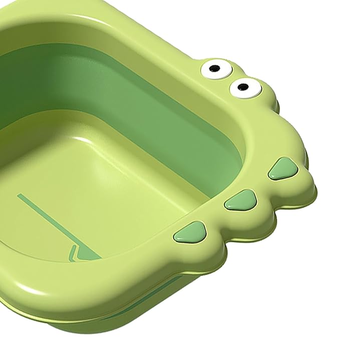 BESPORTBLE Baby Wash Basin Foldable Cartoon Design Portable Infant Washbasin Lightweight Plastic Basin for Newborn Bathing Travel and Laundry 12.5X10X4 Inches