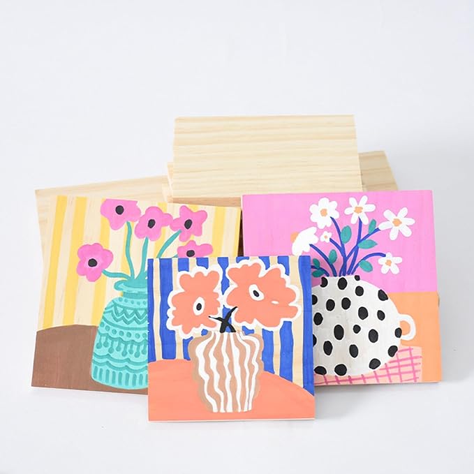 12PCS Unfinished Wood Square Blocks for Crafts, 4.7x4.7x0.6in Blank Wooden Squares Pine Wood Boards for Wood Carving,DIY Wood Coasters,Painting & Burning