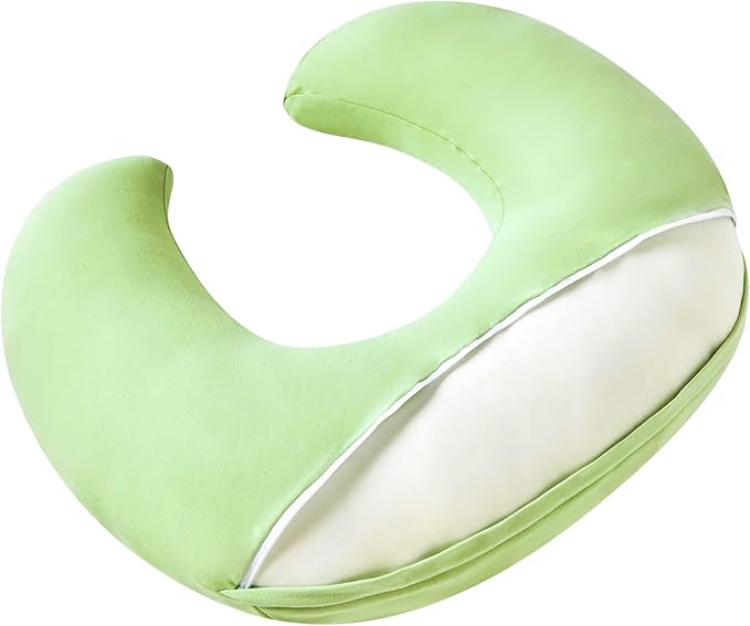 Nursing Pillow, Plus Size Breastfeeding Pillow Original Support for Baby Boys Girls Breastfeeding Essentials, with Removable Soft Cotton Cover (Light Green, Large (25.59*20.08*6.30 Inches))