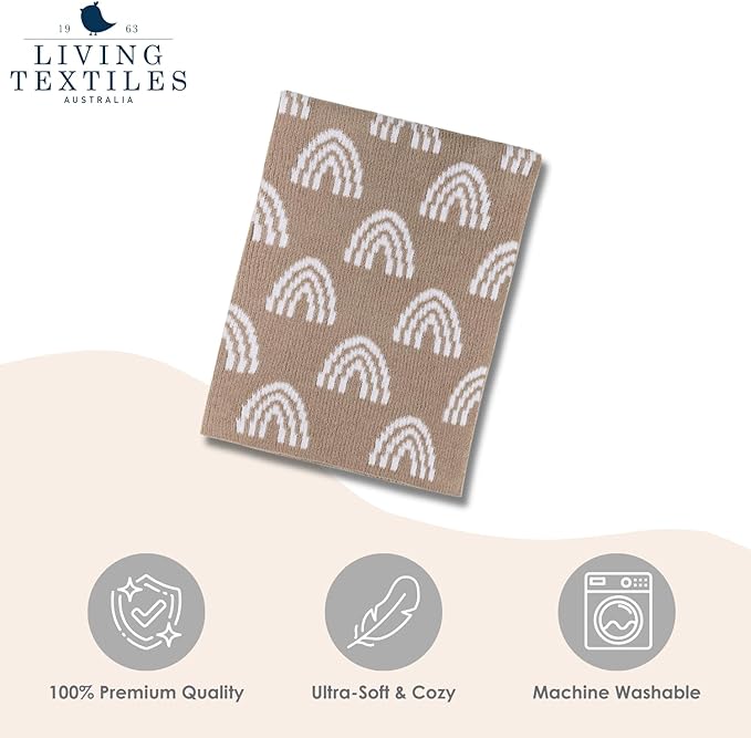 Living Textiles Chenille Knitted Blanket - Taupe Rainbow