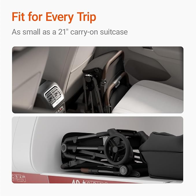 MAMAZING Lightweight Baby Travel Stroller with Carbon Fiber Frame, Compact & Airplane-Friendly, One-Handed Folding Design, 11.6 lbs, Perfect for Toddlers, Jet