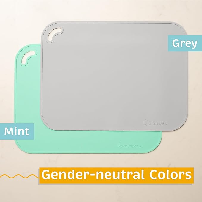 UpwardBaby Silicone Placemats for Toddlers - Suction Baby Placemat for Restaurants & Home - Set of 2 - Kids Placemat for Dining Table-Washable Wipeable Nonslip BPA-Free Placemats for Kids