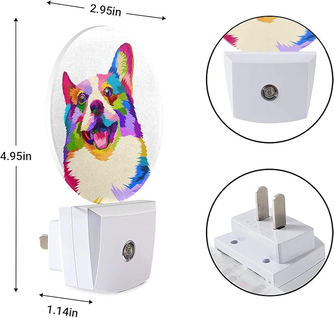 EKOBLA Dog Night Lights Plug into Wall Cute Dog Puppy Animal Plug-in Nightlights Auto Sensor LED Dusk to Dawn Light for Home Indoor Bathroom Hallway Kitchen