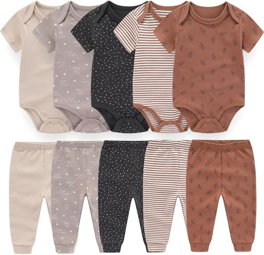 Baby Layette Set Baby Boys' 9-Piece Bodysuits Pants Set Toddler Girl Boy Unisex Baby Gift Sets
