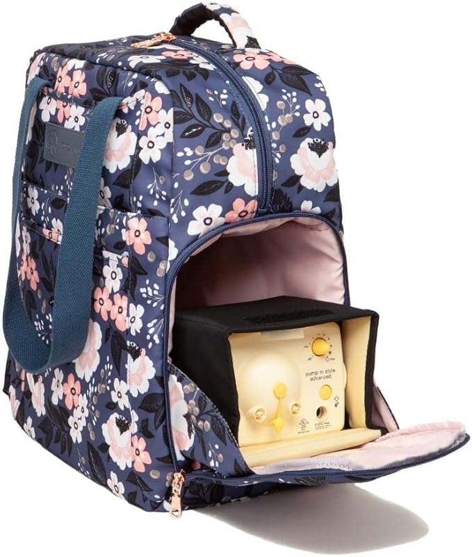 Sarah Wells Kelly Breast Pump Backpack & Tote - Insulated Pocket, Laptop Sleeve & Easy-Clean Design, Fits All Pumps, Diaper Bag for Moms (Le Floral)